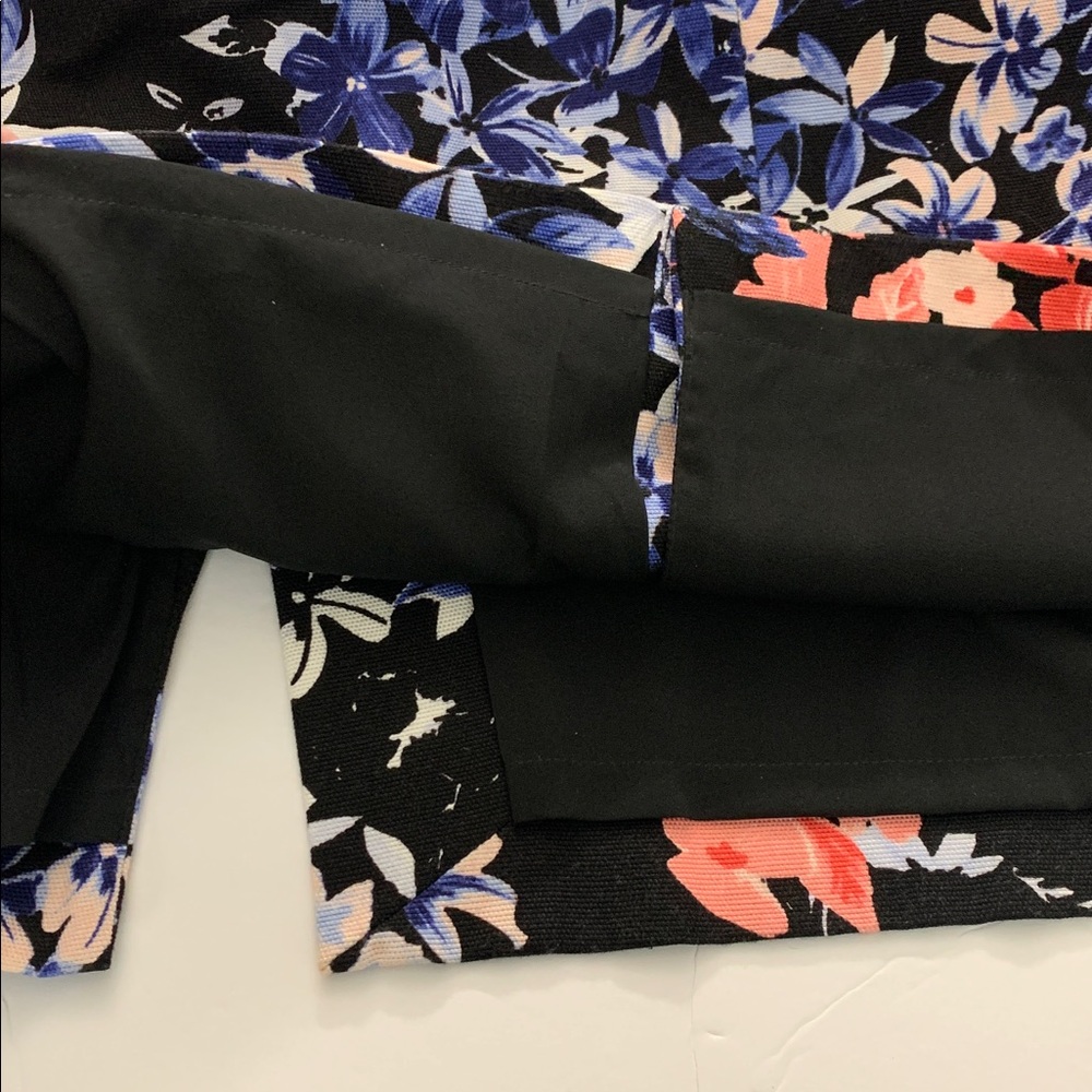 Talbots Black A-Line Lined Skirt with Blue and Pink Floral - Picture 7 of 13